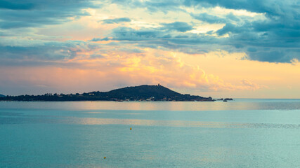 Fototapeta premium sunset over the bay of Ajaccio in Corsica after a tornado