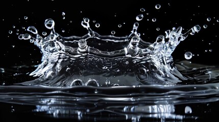 High Definition Water Splash with Droplets in Motion