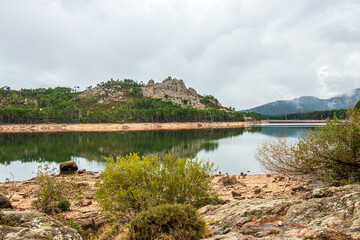 lake in the mountains of Alta Rocca in Corsica near the dam of L'Ospedale, Lavu di U Spidali