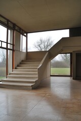 Obraz premium Modern Architecture Interior Staircase and Windows
