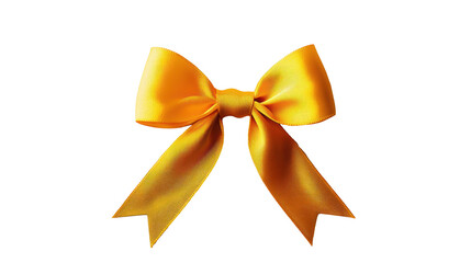 bright yellow satin ribbon bow with a polished finish, ideal for birthday gifts, festive decor, and crafting projects, isolated on transparent background