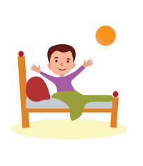 Waking up vector illustration. Waking up daily routine vector illustration.