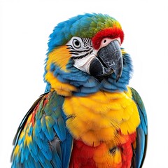 Naklejka premium A vibrant and colorful parrot with bright plumage, isolated on a white background.