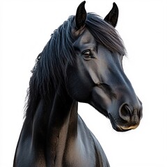 Obraz premium A gentle and serene horse with a flowing mane, isolated on a white background.