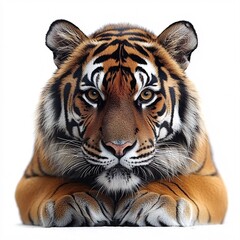 Obraz premium A striking and powerful jaguar with intense eyes, isolated on a white background.