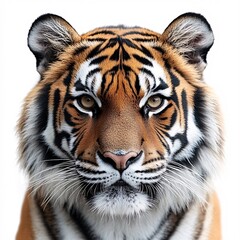 Fototapeta premium A striking and powerful jaguar with intense eyes, isolated on a white background.