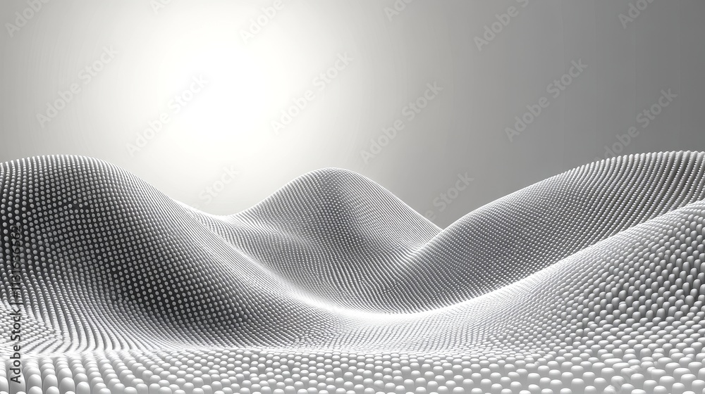 Poster A light texture background featuring a dot white gray pattern gradient. An abstract technology big data digital backdrop. Created with 3D rendering.