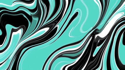 Abstract 4K wallpaper featuring liquid fluid, black dark marble, and obsidian with subtle blue, aqua, and teal ripples. It serves as a modern and clean backdrop with intricate textured illustrations