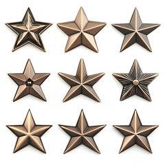 Set of bronze Star on white background