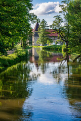 Svihov, Czech republic - May 24, 2024. Water castle Svihov in sunny day