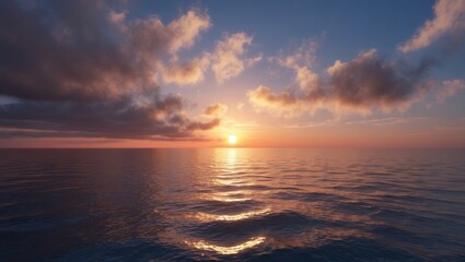 Obraz premium Sunset over serene sea with vibrant colors