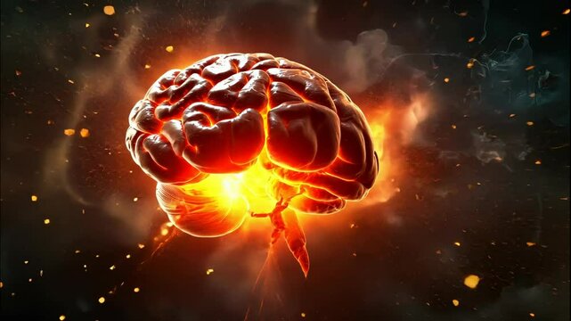Creativity concept with a brain exploding in colors. Mind blown concept