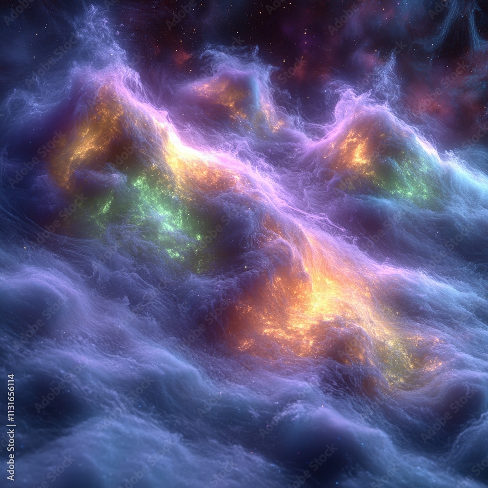 Wall mural vibrant abstract space nebula art with colorful galaxy clouds and mystical cosmic lights in deep uni