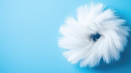 Obraz premium Fluffy white object against blue background, resembling soft, round cloud