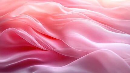 Fototapeta premium Soft pink and orange fabric with flowing waves and gradient texture.