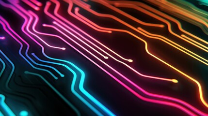 Futuristic circuit board design that showcases advanced processing technology against a sleek black backdrop.