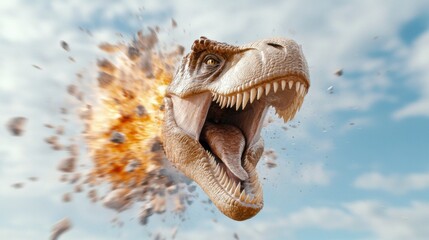 Obraz premium The Tyrannosaurus rex, with its massive body and sharp teeth