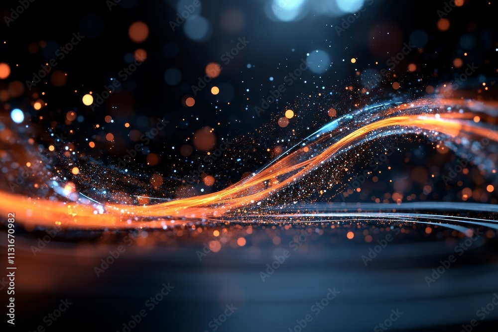 Poster Dynamic wave of light and color creates a mesmerizing visual effect in an abstract setting