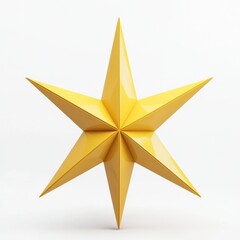 Fototapeta premium 3D rendering of a simple, bright Christmas star in yellow, set on a plain white background realistic