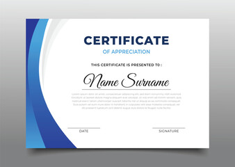 modern blue gradient wavy business certificate appreciation template design collection