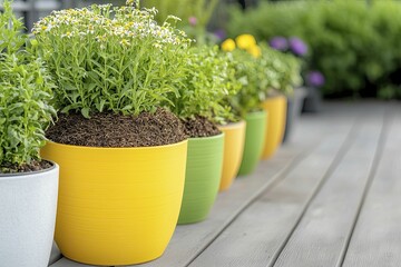 Modern composting setup features layered organic materials and vibrant compost containers placed in a sunny garden space.
