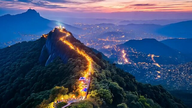 Pilgrims Climbing Adams Peak at Sunrise