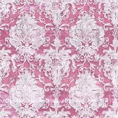 Fototapeta premium The design beautifully showcases an intricate white floral lace pattern against a richly textured purple background