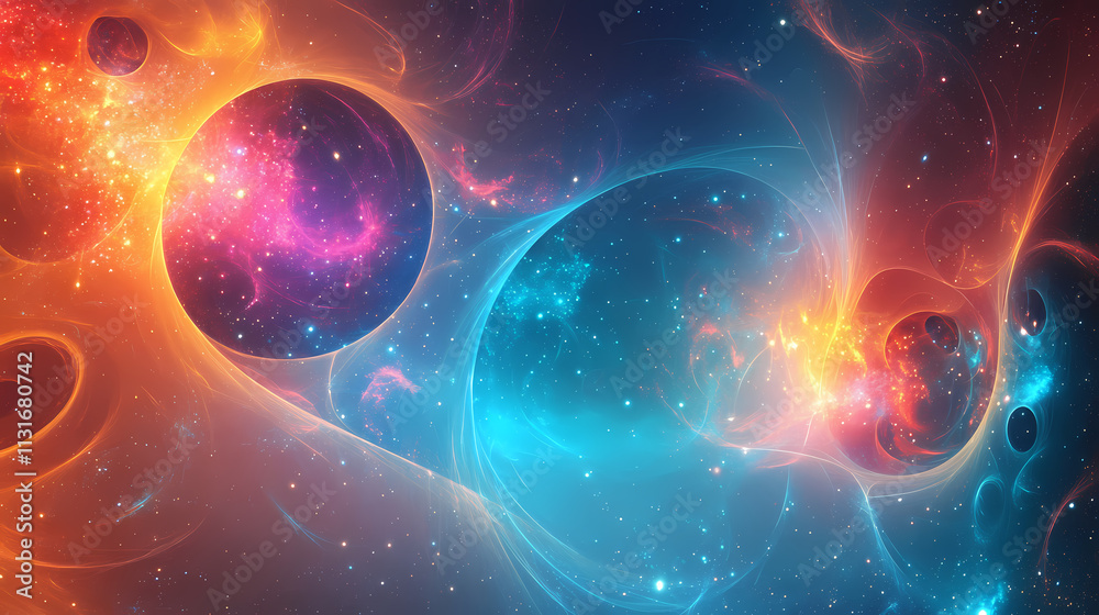 Wall mural abstract background banner, slide for ai, data science and nano technology. deep space, nature, mult