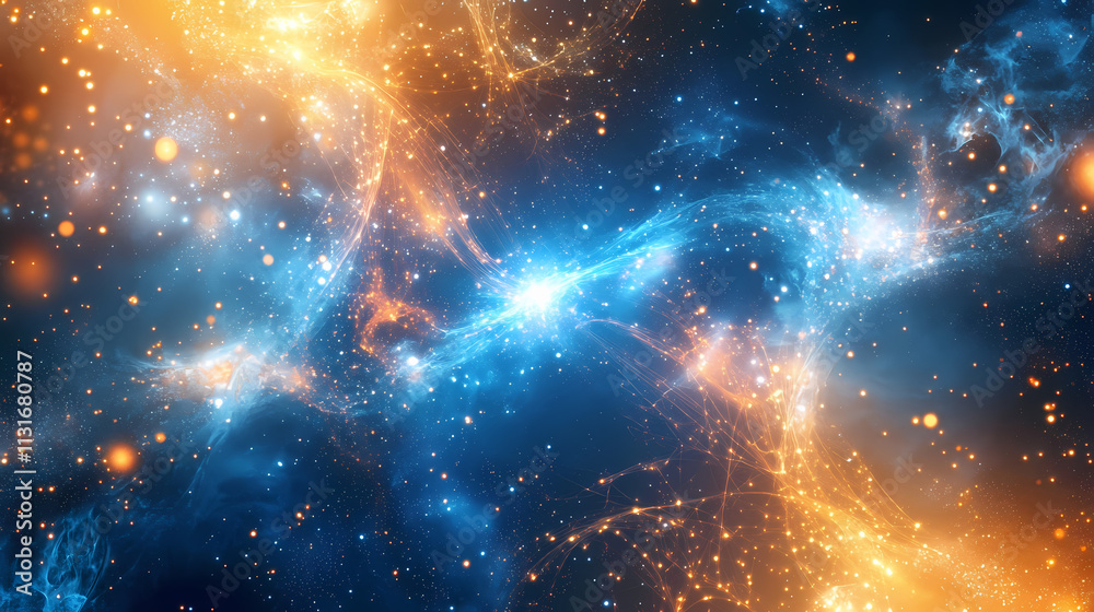 Wall mural abstract background banner, slide for ai, data science and nano technology. deep space, nature, mult
