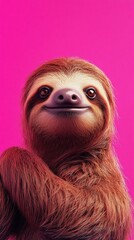Fototapeta premium Happy sloth portrait. AI.