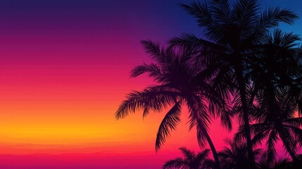 Obraz premium Vibrant sunset over tropical palm trees beach landscape photography scenic viewpoint nature beauty