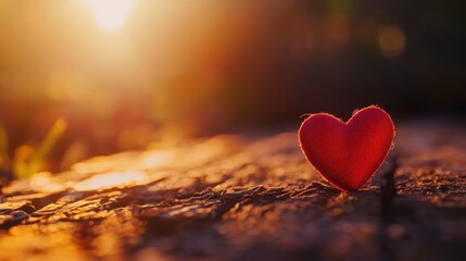 Fototapeta premium Sunset heart symbolizing love nature scene beautiful evening light close-up emotion