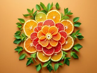 Vibrant citrus arrangement crafted with fresh slices and green leaves creating a stunning floral design