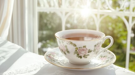 Fototapeta premium Infused serenity: aromatic tea blend showcasing flavors, harmony of nature's gifts, promoting wellness, inviting tranquility into daily routines while celebrating rich history of beloved beverage.