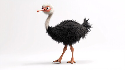 Fototapeta premium Humorous Ostrich Illustrations with Quirky Expressions and Playful Postures on a Minimalist White Background for Whimsical and Creative Design
