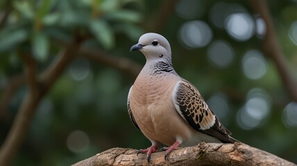 Obraz premium A close-up of a beautiful dove perched on a branch.