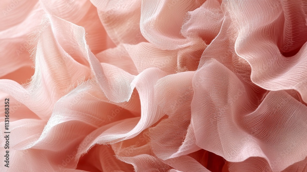 Poster a cascade of pale pink tulle ruffles creates a whimsical texture that appears to dance in the light.