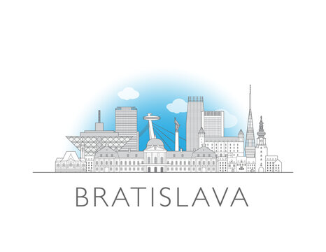 Bratislava skyline cityscape vector illustration