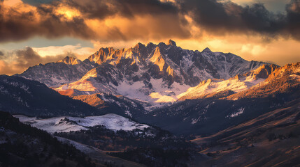Obraz premium Golden hour mountain majesty. Goldenhour. Illustration