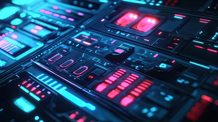 Obraz premium Futuristic glowing technological interface.