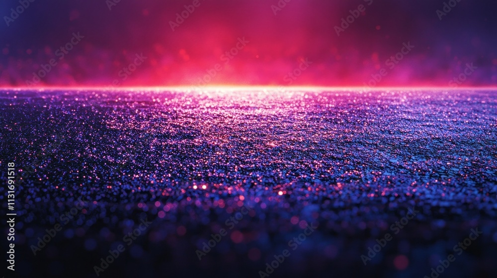 Poster colorful lights shimmer and reflect off a textured ground, creating a mesmerizing atmosphere. the in