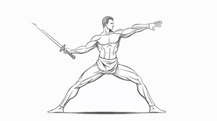 Warrior III Pose Yoga Workout Outline White Background