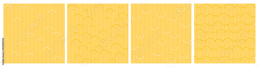 Poster yellow pasta seamless pattern. ramen vector background. italian spaghetti abstract texture. linear g