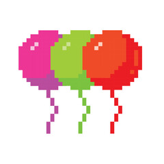 Fototapeta premium Pixel balloons pixel art illustration