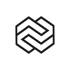 An abstract outline monogram N logo in black on a white background in horizontal position