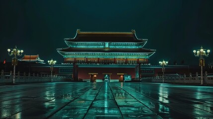 Night view of Chinese culture Tiananmen Square