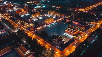 Obraz premium Night view of Chinese culture Tiananmen Square