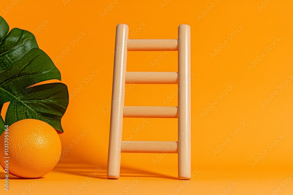 Poster a clean, geometric design of a pilates ladder barrel, isolated on a neutral background with subtle s
