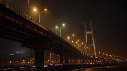 Obraz premium Wuhan City Expressway Night Scene Yangtze River