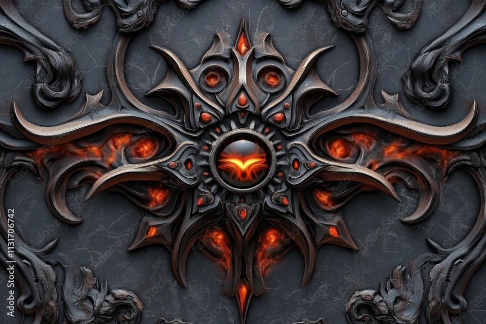 Poster A dark, gothic-themed design showing an EPS file icon surrounded by intricate, glowing vector patterns and dramatic lighting